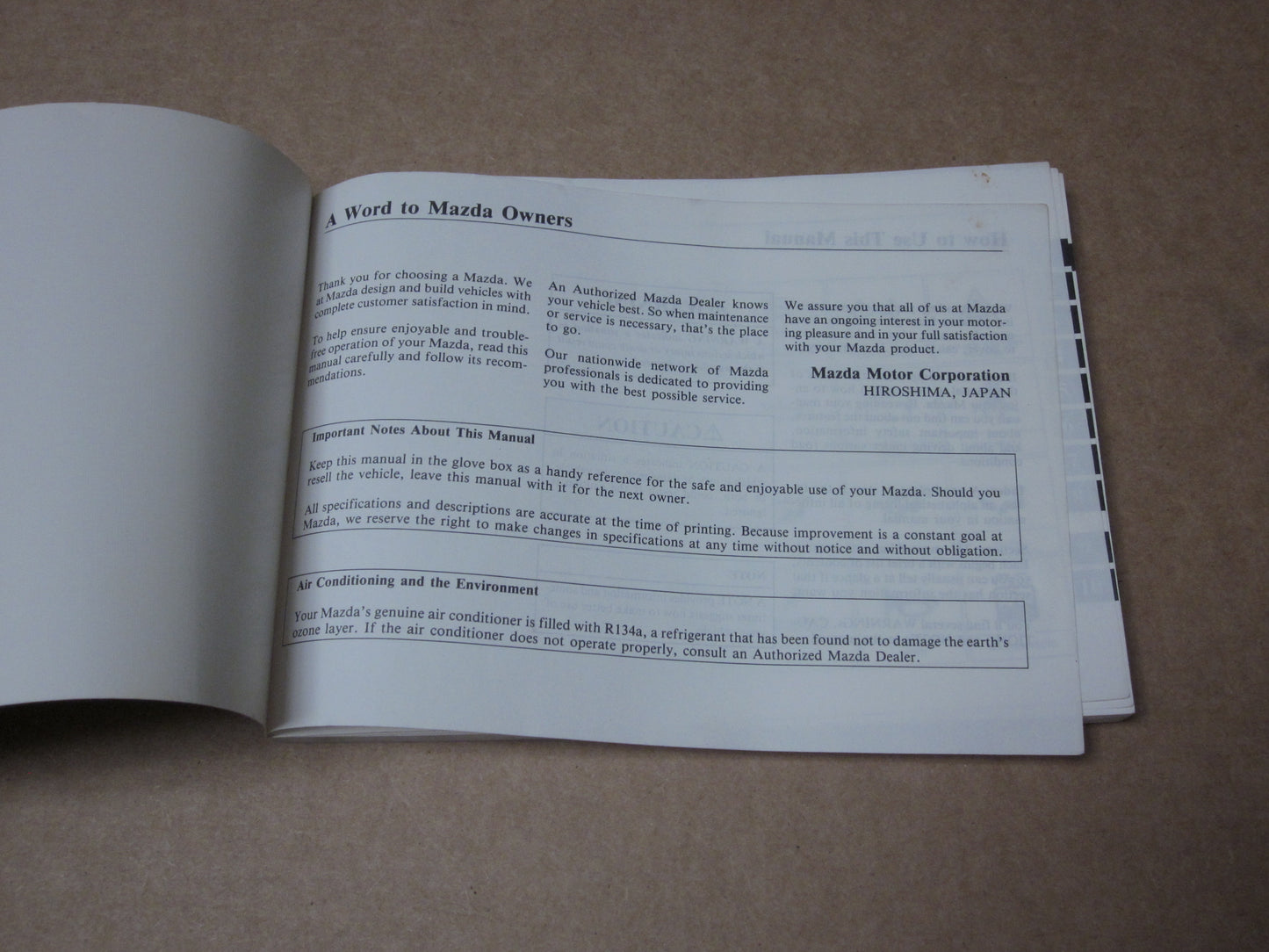 94 Mazda Miata Factory Owners Manual