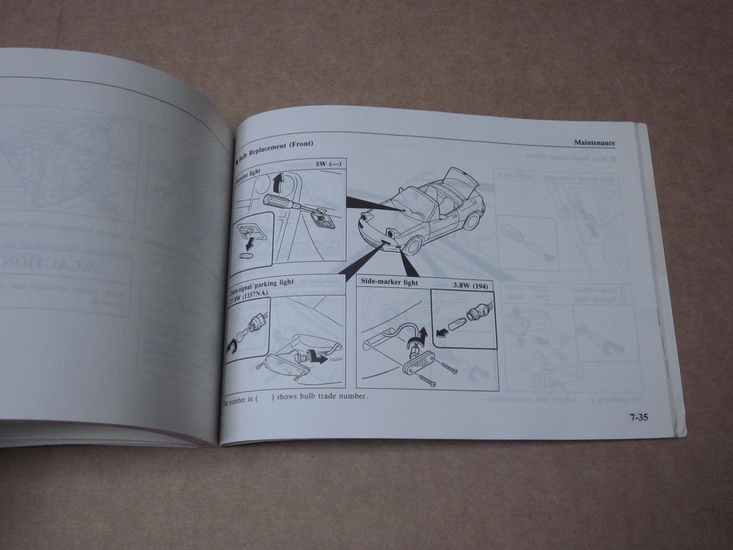 94 Mazda Miata Factory Owners Manual