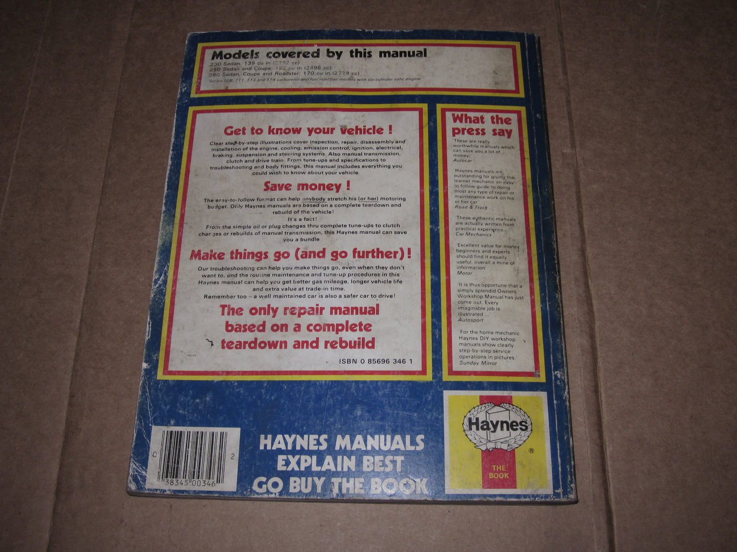 68 69 70 71 72 Mercedes-Benz 230 250 280 Owners Workshop Manual