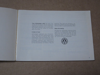 1991 Volkswagen Jetta Factory Owners Manual