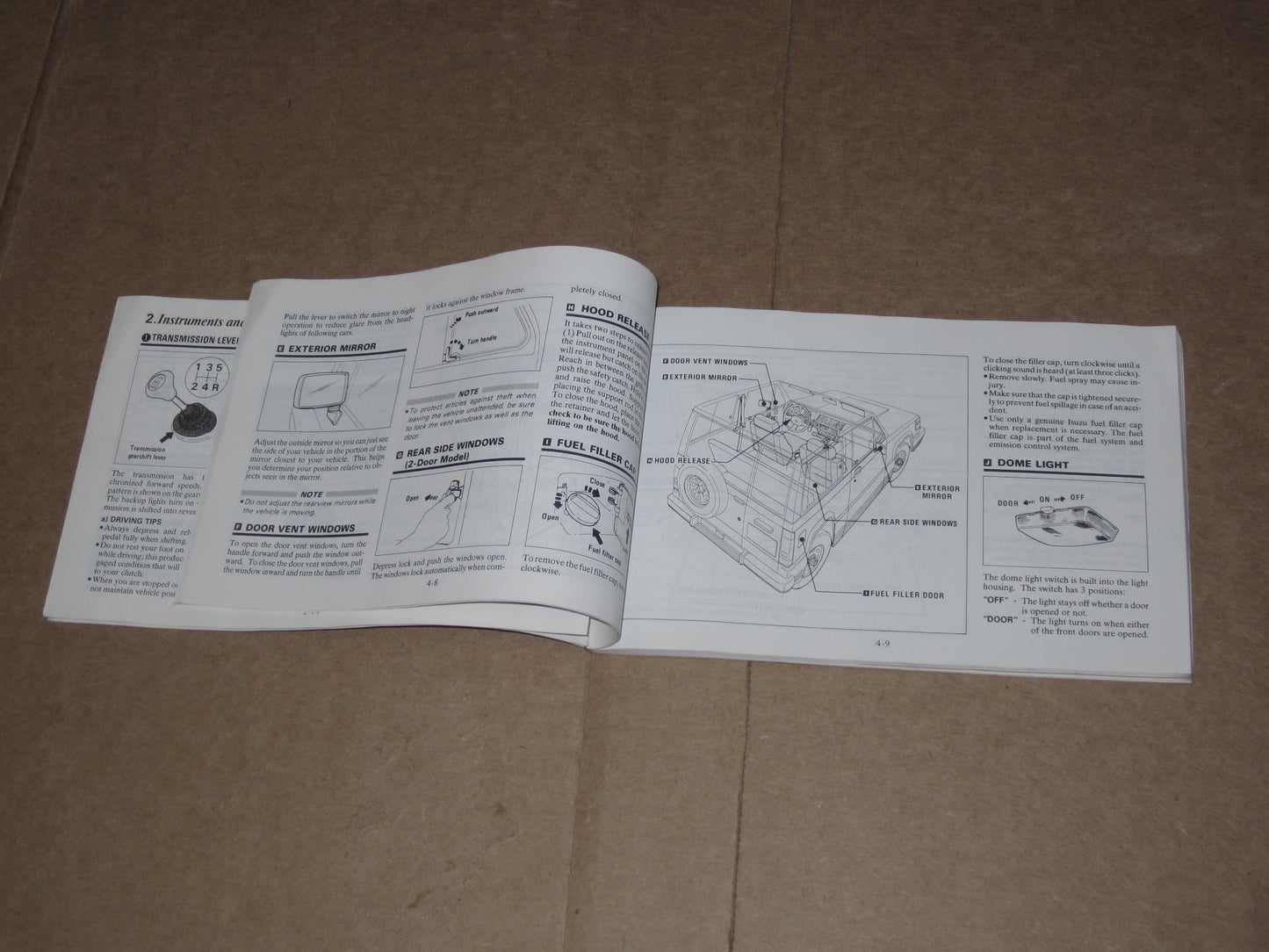 91 Isuzu Trooper & Trooper II Factory Owners Manual